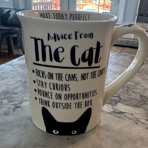 Cat Wisdom Ceramic Mug - Black and White